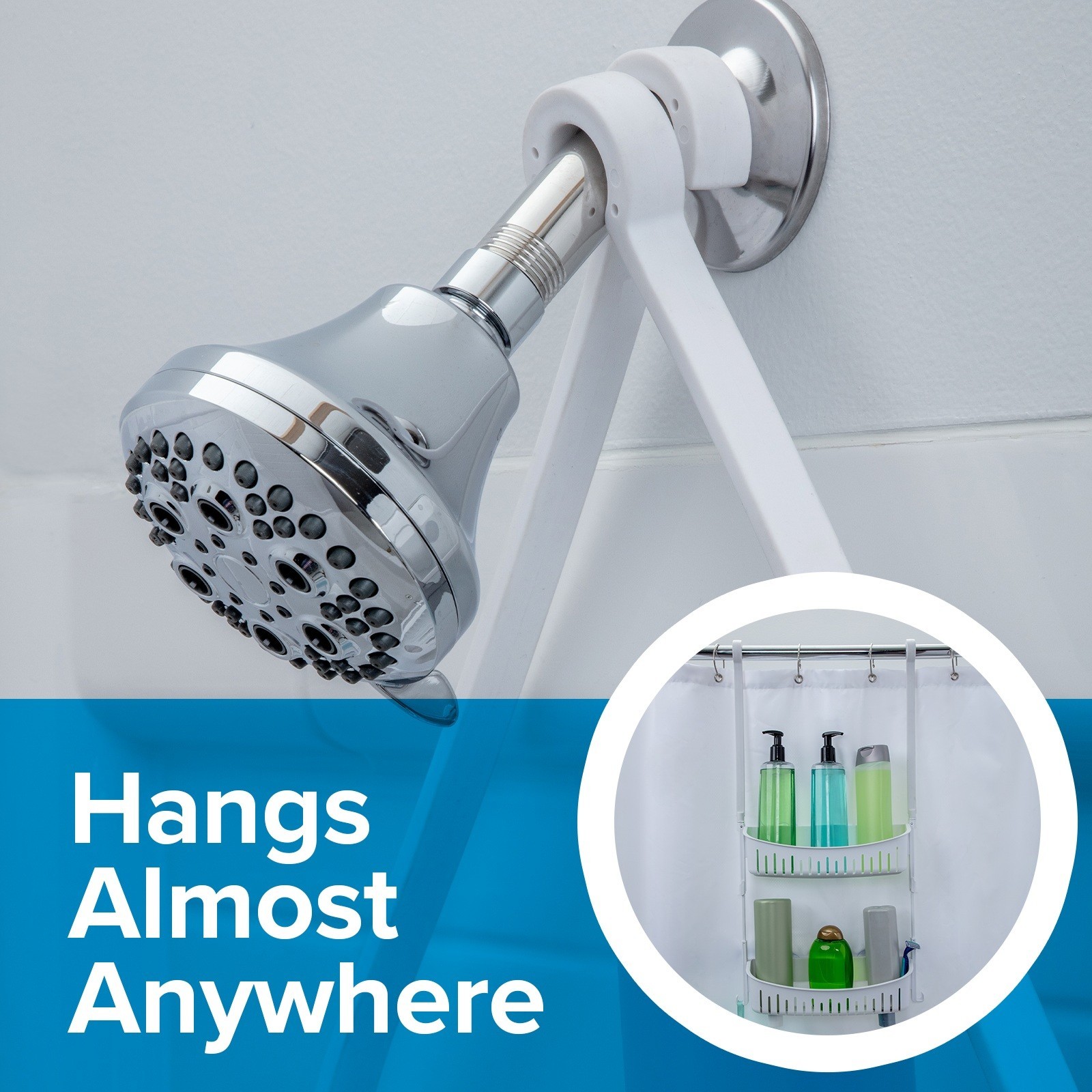 SlipX Solutions Height Adjustable Plastic Shower Caddy, Hangs Almost Anywhere gallery