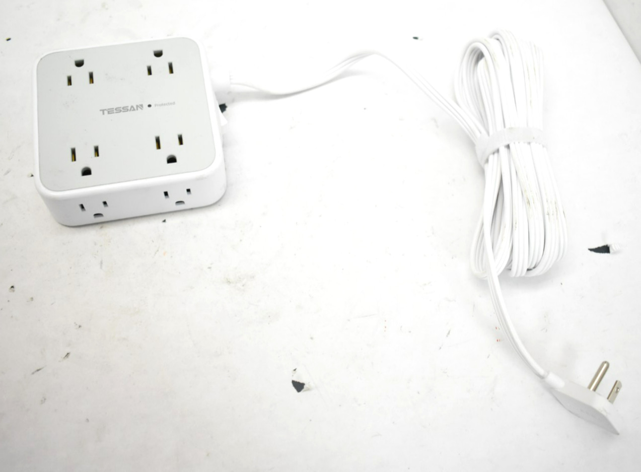 Tessan Small Flat Plug Power Strip Surge Protector Charging Station for Office gallery