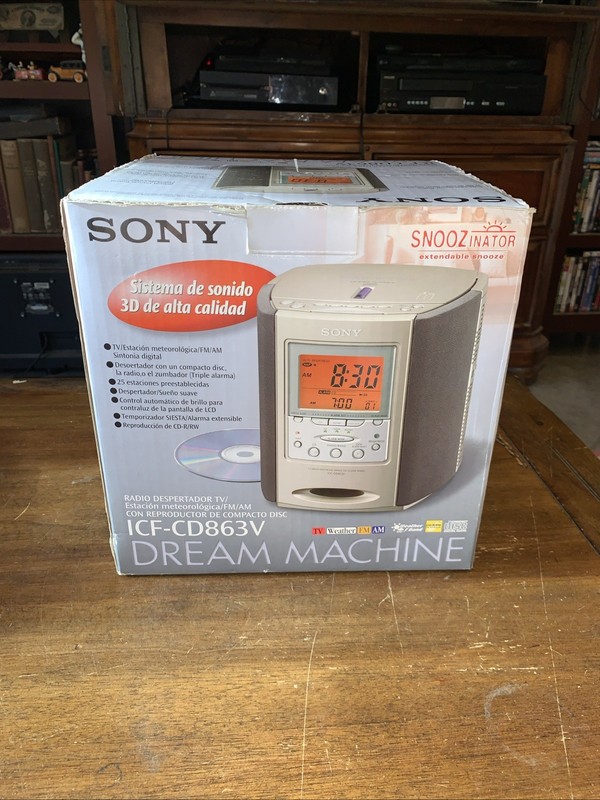 Sony Dream Machine ICF‑CD863V Clock Radio CD Player AM/FM/TV Weather gallery