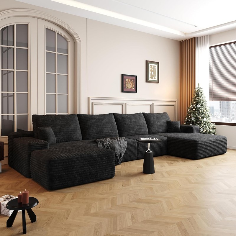 135" Oversized U Shaped Modular Sectional Sofa Corduroy Deep Seat Couch gallery