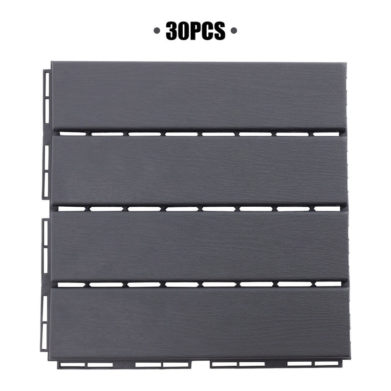 12"x12" Interlocking Deck Tiles, 30 Pack Outdoor Patio Floor Tiles Dark Gray gallery