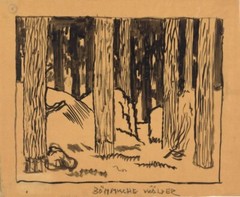 A Forest in Bohemia – Emil Orlik 1914 Print, European Woodcut Landscape Scene