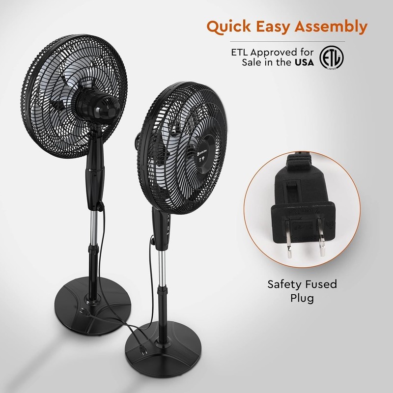 Comfort Zone 18" Smart Wi-Fi Oscillating Pedestal Stand Fan with Timer gallery