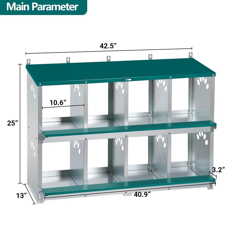 Toriexon Chicken Nesting 8 Compartment Metal Nesting Wall Mountable Nesting gallery