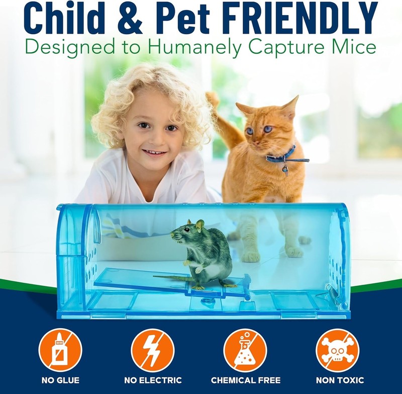 Humane No-Kill Mouse Trap, Large, Indoor, Child & Pet Safe, 6-Pack gallery