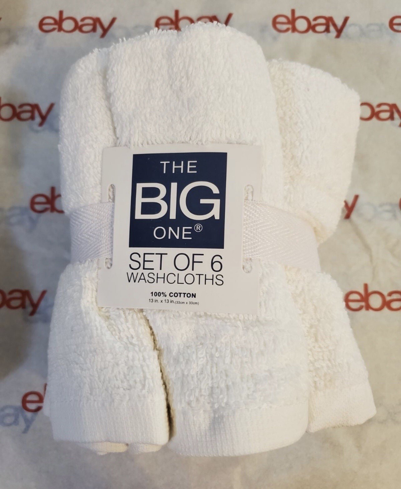 The Big One Washcloths Face Cloths 6 Pack 100% Cotton White 13" x 13" Bathware gallery