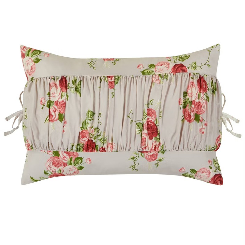 Full/Queen Ruched Comforter Set Pink Floral gallery