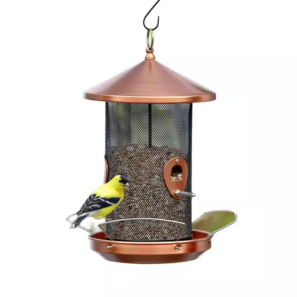 Large Copper Metal Hanging Wild Bird Seed Feeder - 5 Pounds 1-Pack gallery