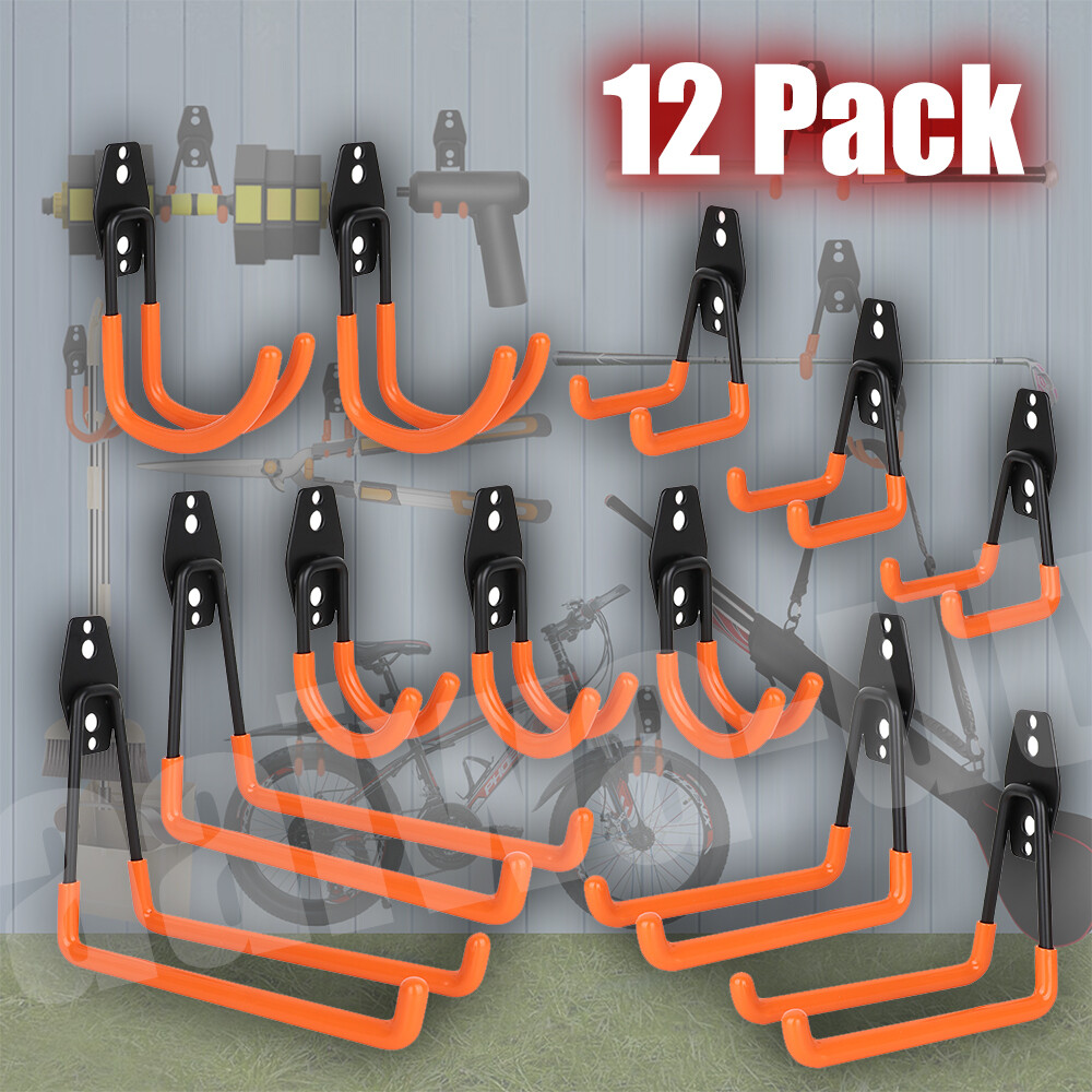 12 Pack Steel Garage Storage Utility Double Hooks Wall Organizer Tool Hanger gallery