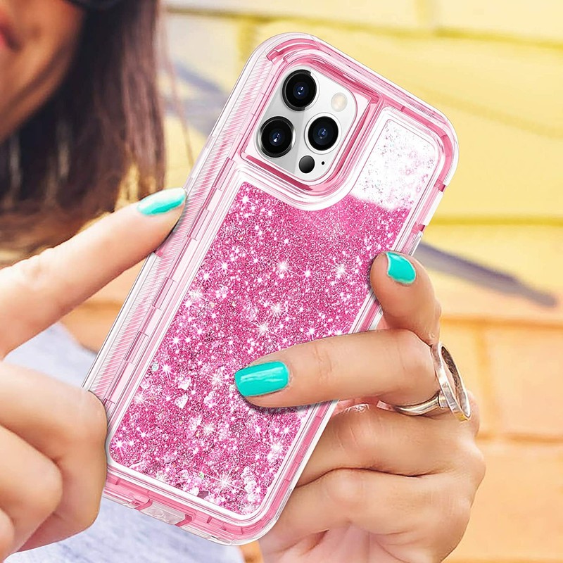 Shockproof Case For iPhone 15 14 13 12 11 Pro Max XR 8 Plus Liquid Glitter Cover gallery