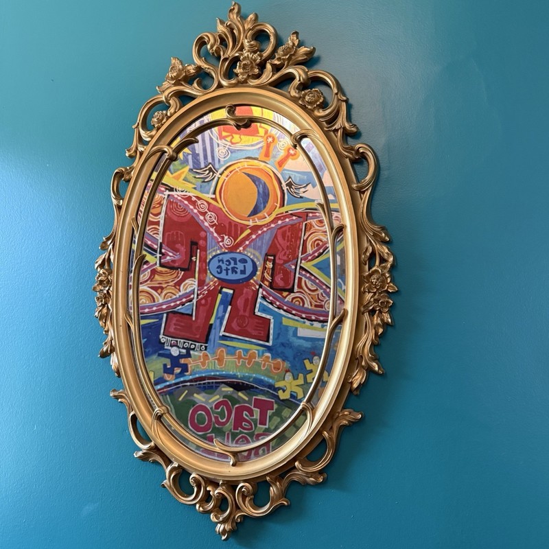 Gold Scrollwork Wall Mirror Rococo Baroque Vintage Syroco 60s Hollywood Regency gallery