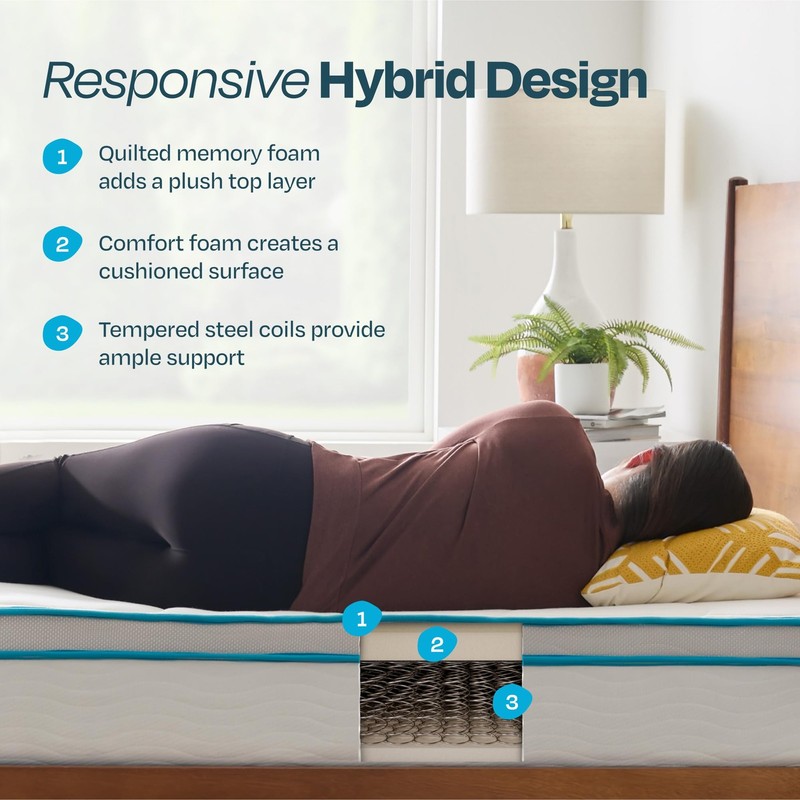 Linenspa 10 Inch Memory Foam and Spring Hybrid Mattress - Medium Feel - Bed ... gallery