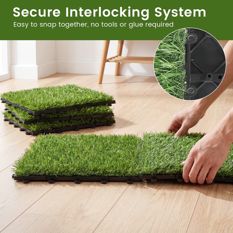 30PCS Interlocking Artificial Grass Tiles 12”x12” for Patio Balcony Backyard gallery