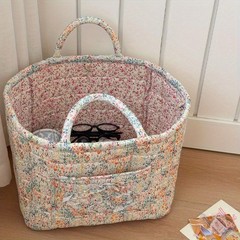 Rustic Floral Fabric Storage Basket Portable Washable Organizer Laundry Bin
