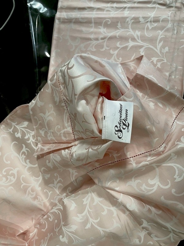 Schweitzer Linen NWT 2pc King Cases Blush 460TC Swirls Cotton Damask (4) SOLD gallery