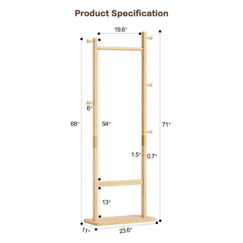 71" Coat Racks solid wood hanger Solid environmental protection easy to assemble gallery