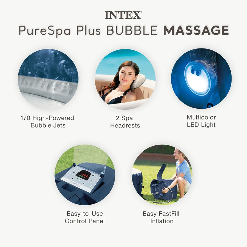 28429EP plus Bubble Massage Spa Set: Inflatable Hot Tub Includes – gallery
