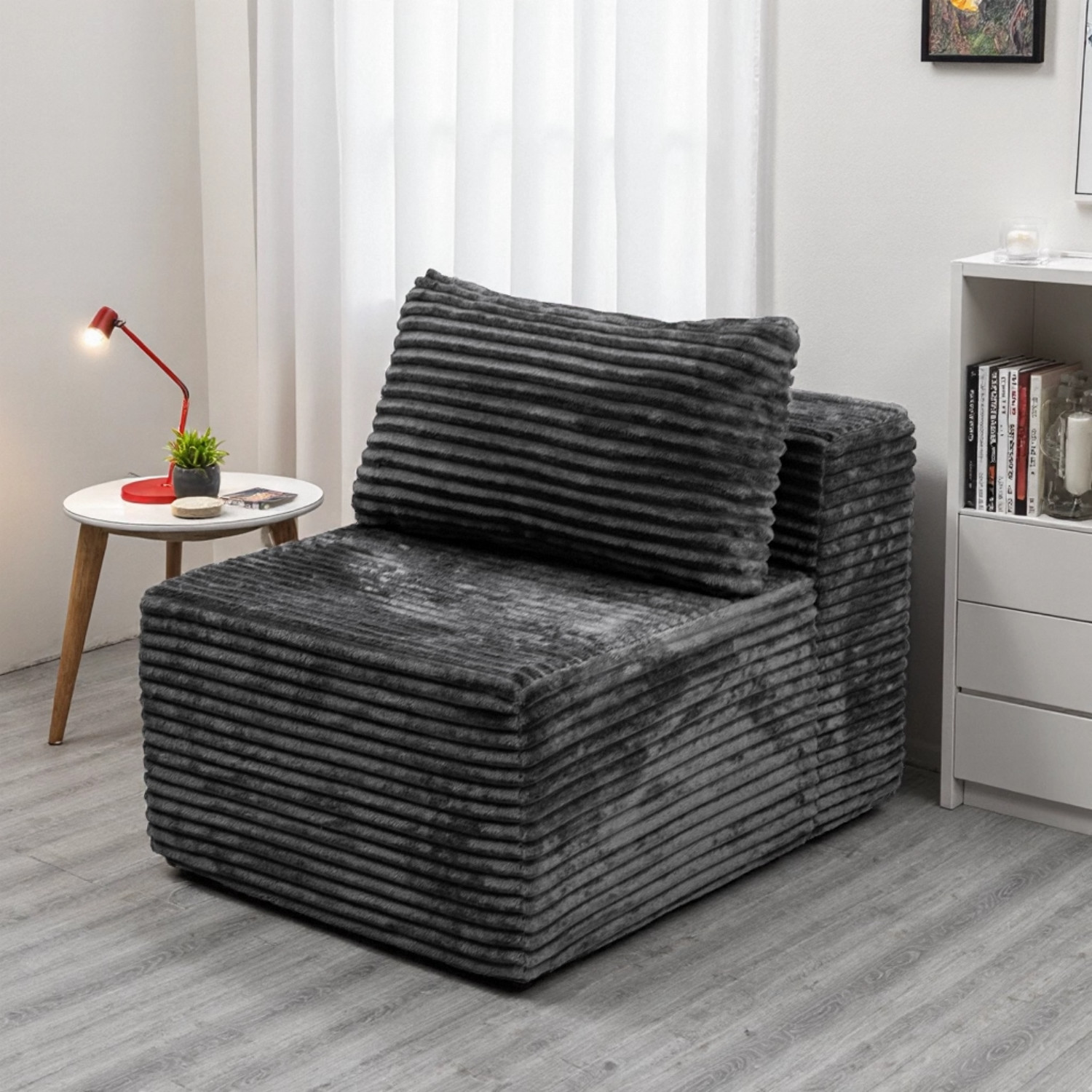 No Assembly Required Modular Sectional Couch Corduroy Floor Sofa for Small Space gallery