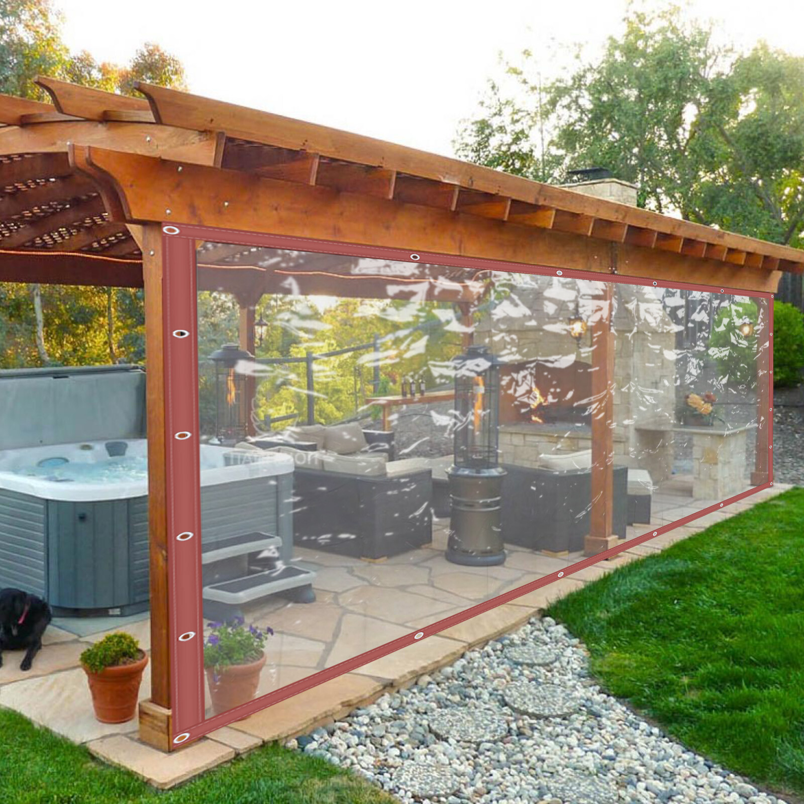 Commercial Grade Waterproof PVC Clear Curtain Awning Canopy Patio Enclosure US gallery