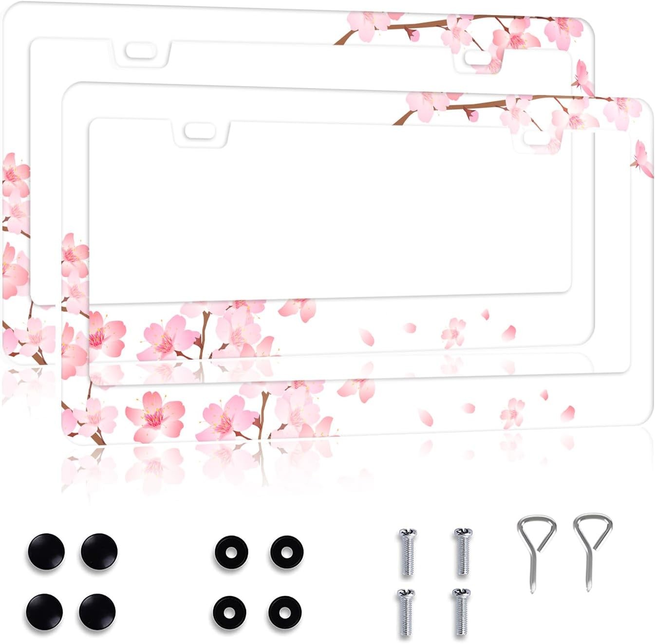License Plate Frame for Women 2 Pack Cute Flower License Plate Co Color: White gallery