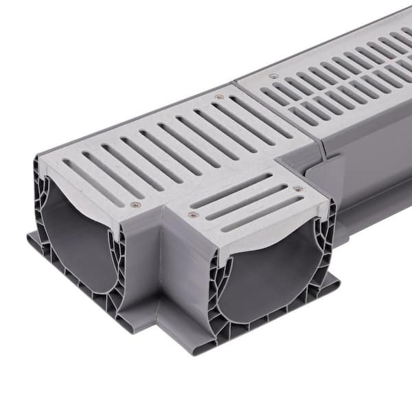 NDS Spee-D Polyethylene Channel Drain Tee with Grate Gray PVC Drain Intersection gallery