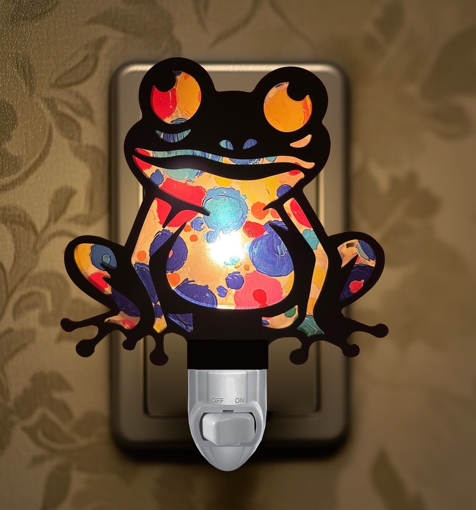 Nightlight With On/Off Switch-Any Room. Colorful Frog With Black Frame