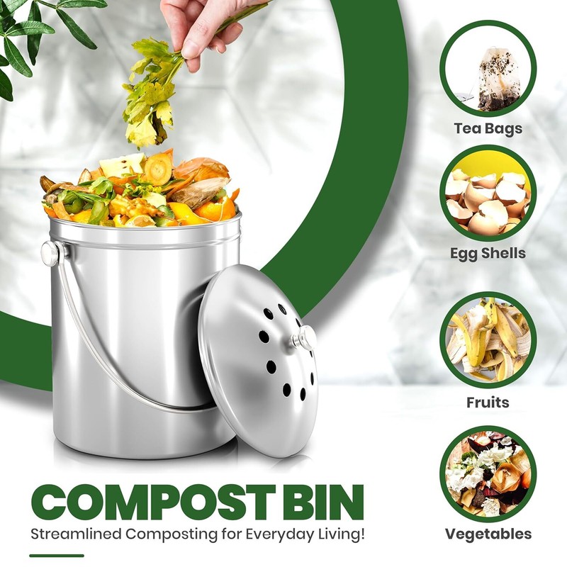 Utopia Kitchen Compost Bin for Kitchen Countertop - 1.3 Gallon Compost Bucket gallery
