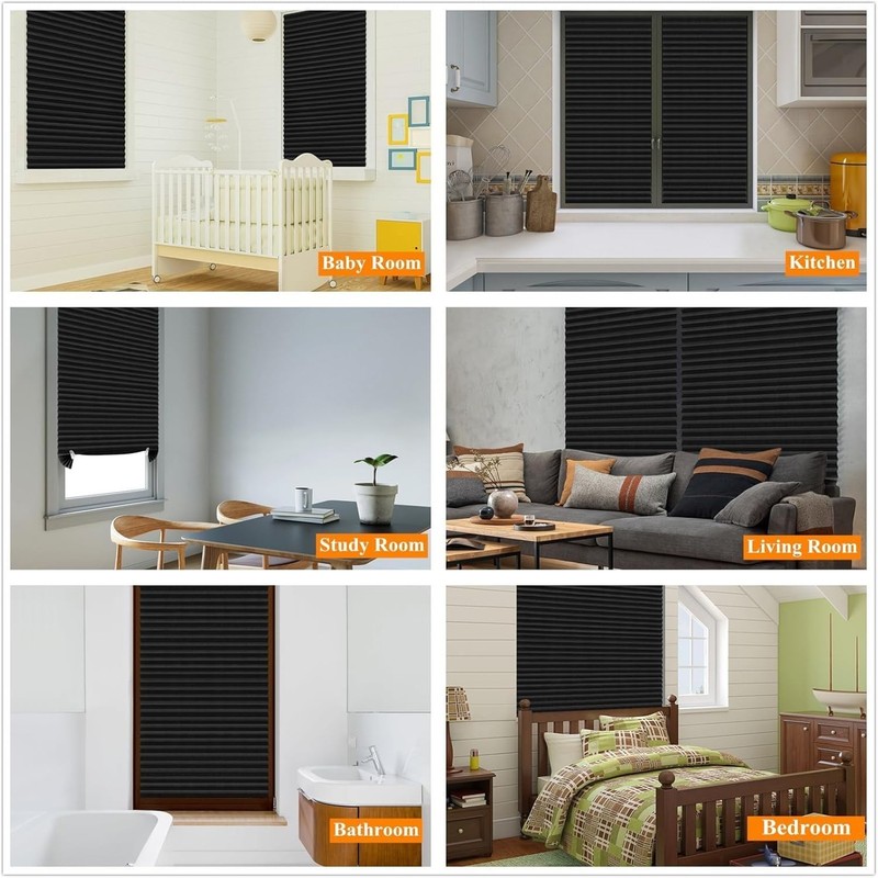 Pleated Window Blinds,Temporary Window Shades Cordless Light Filtering Pleated gallery