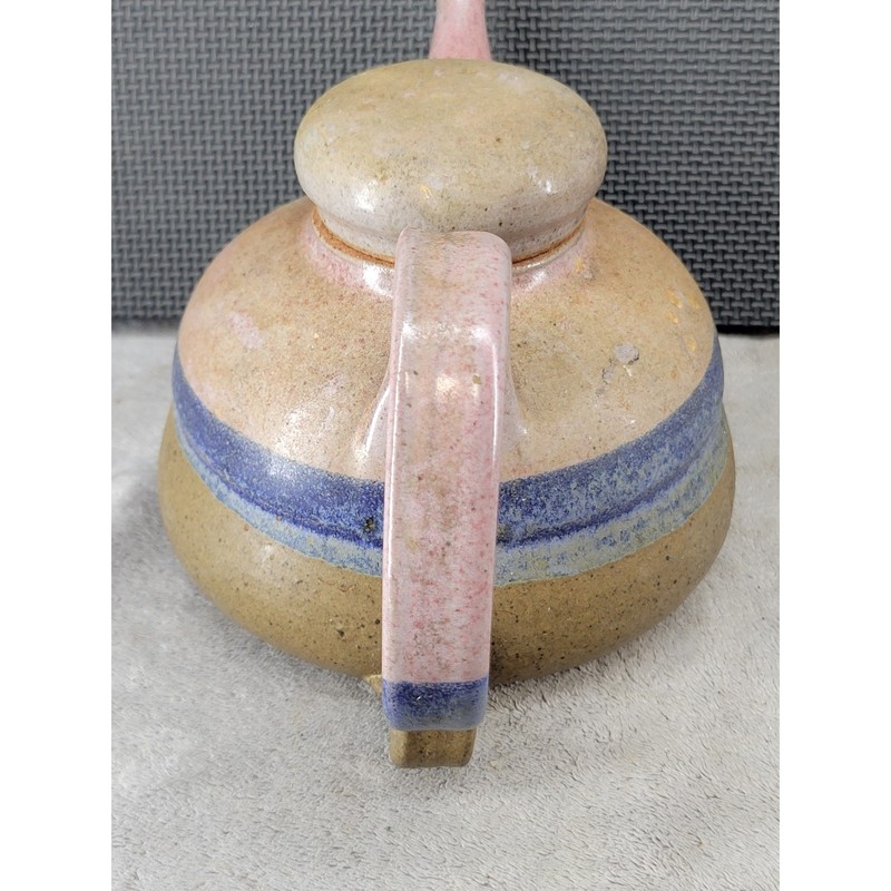 Artisan Studio Pottery Hand Thrown Stoneware Teapot Pink Blue Tan Purple Glaze gallery