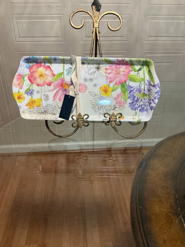 Set of 2 Melamine Tray Spring Easter Flower Floral New New NWT Tahari 15" x 6.5" gallery