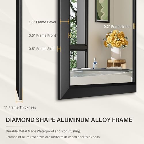 40x30 Inch Bathroom Mirror for Wall, Thick Metal Framed 40"L x 30"W Black gallery