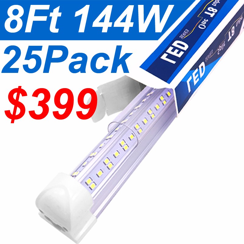 8ft Led Light Fixture 144W 14400LM 8ft Led Linkable Shop Light For Garage Shop gallery