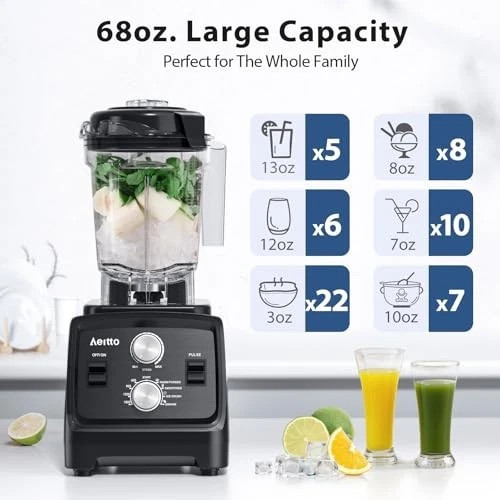 Powerful 1800W Kitchen Blender & Grinder Combo, 68Oz BPA-Free, Smoothies & Ice C gallery