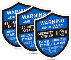 3PCS Security Alarm System Sign for Home, Self-Adhesive Weatherproof Small 24 Ho