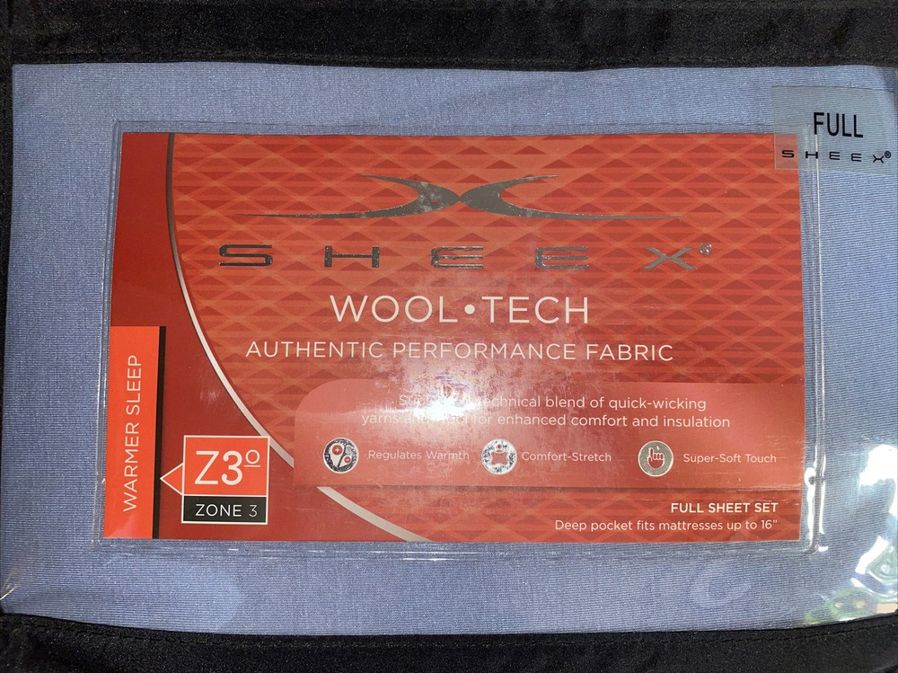 NEW Sheex Wool Tech Sheet Set FULL Denim