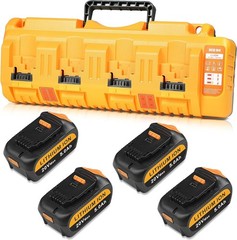 4Pack 20v Max Battery Replacement for Dewalt 5.0Ah with DCB104 Battery Charger