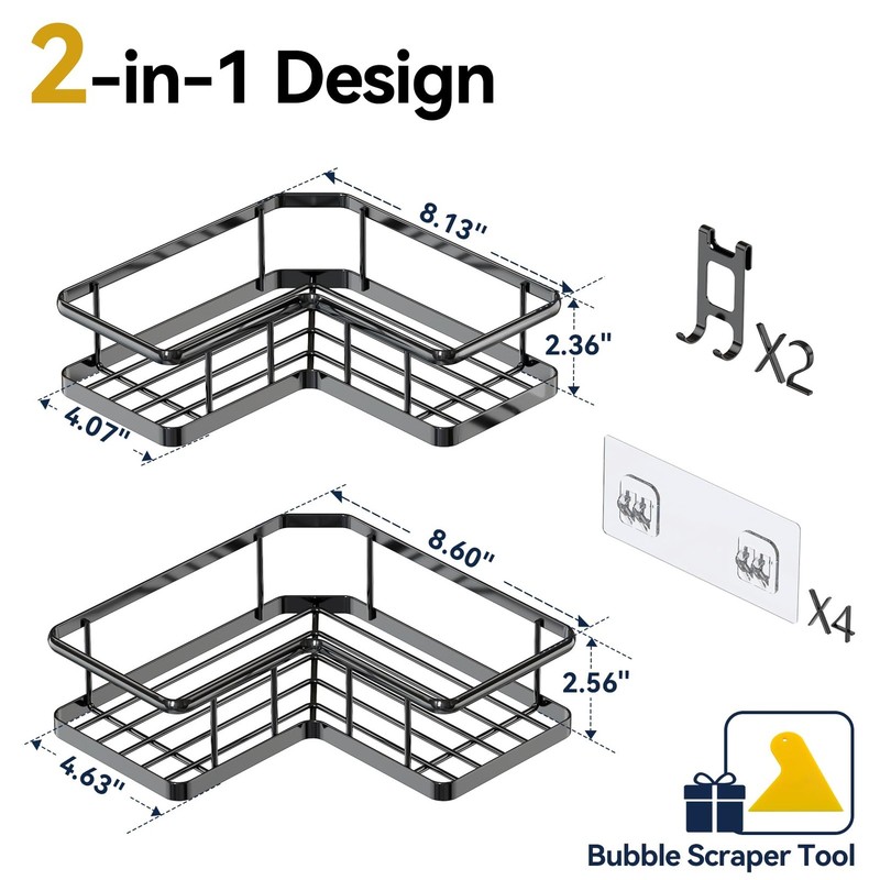 Corner Shower Caddy 2 Pack, No Drill Adhesive Shower Storage Shelves, Rustpro... gallery