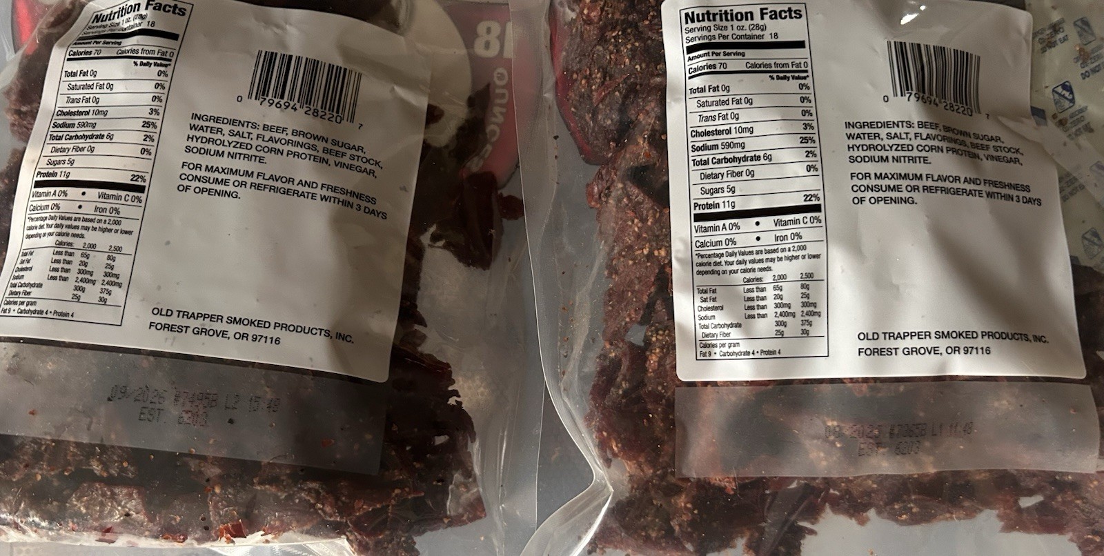 Lot Of [2] Old Trapper Peppered Beef Jerky 18oz, Family Size. Exp 08/26 & 09/26 gallery