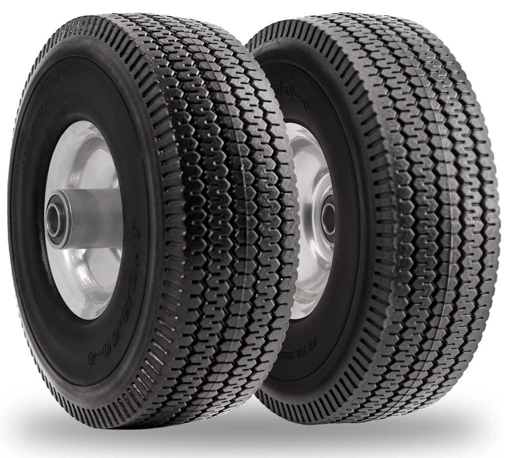 10 Inch Solid Polyurethane Tire 4.10/3.50-4 Tire, 10" Flat Free Wheels with 5