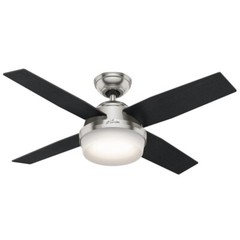 44″ Brushed Nickel Indoor LED Ceiling Fan Painted Cased White Glass Bowl Shade