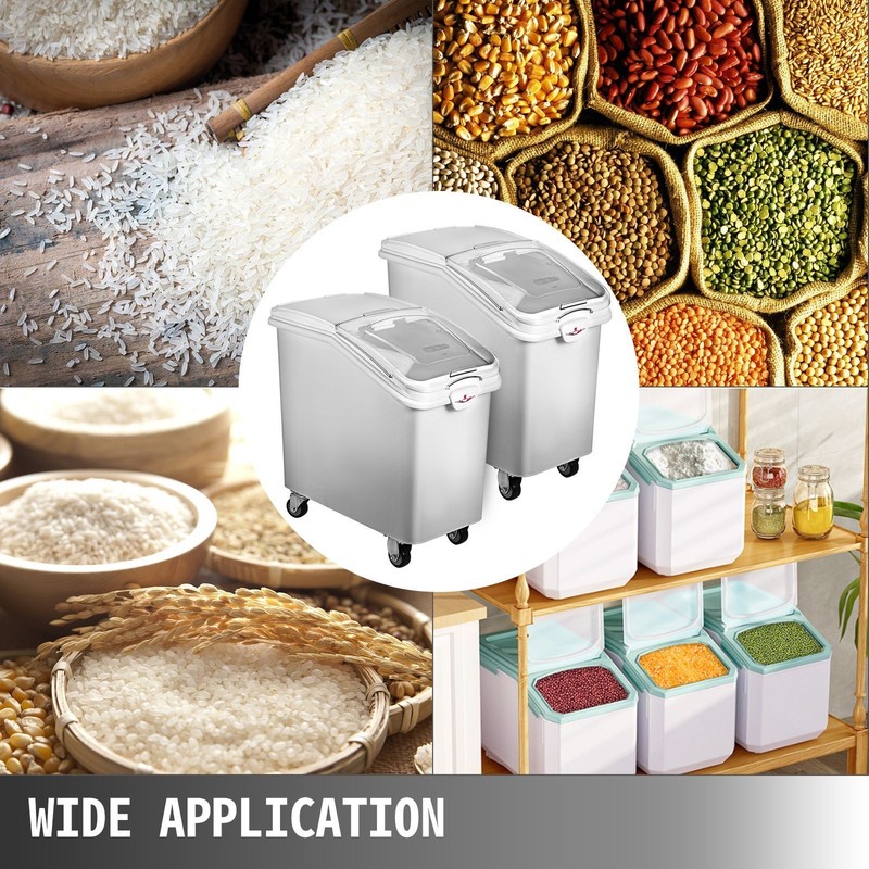 2x Ingredient Bin With Casters 21 Gallon Food Safe Restaurant Kitchen Flour Bins gallery