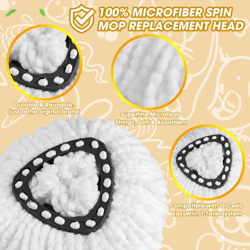 3 Pack Mop Heads Replacements Microfiber Spin Mop Heads for O Cedar Easy Wring gallery