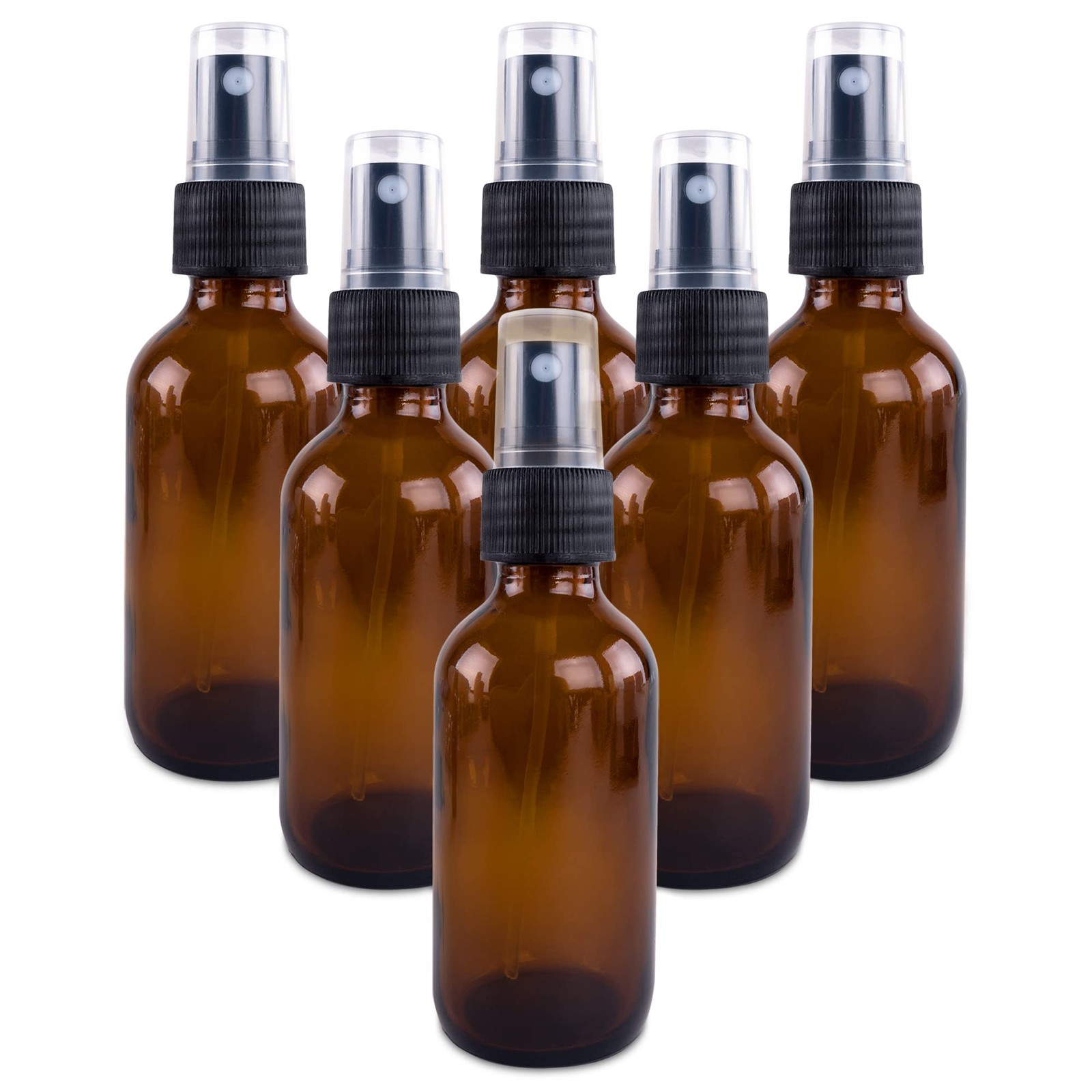 Super Z Outlet 2 oz Empty Amber Boston Round Glass Bottles with Fine gallery