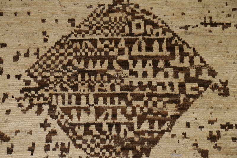 Abstract Ivory/ Dark Brown Moroccan Oriental Area Rug Hand-knotted Wool 6'x8' gallery