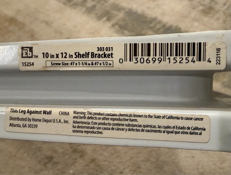 Everbilt 10" x 12" White Shelf Bracket - set of 6 - 100lb Capacity Heavy Duty gallery