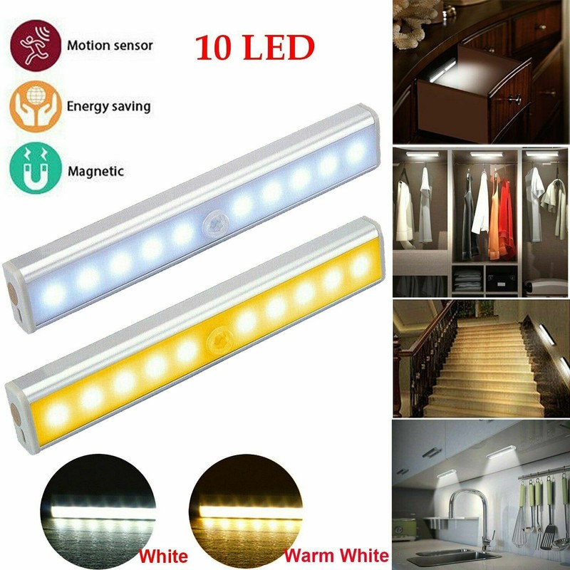 10LED Battery Powered Portable Motion Sensor Light Wireless Night Cabinet Closet gallery