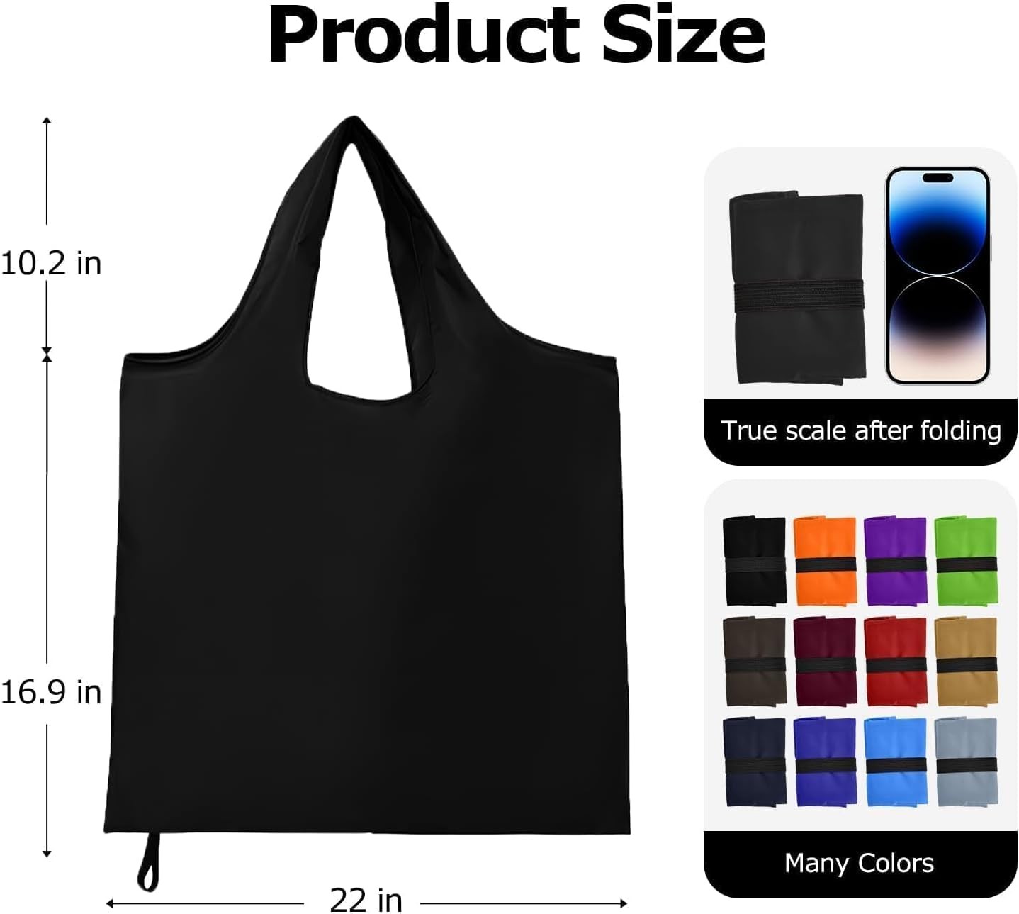 Foldable Shopping Bag, Washable Reusable Grocery with Holder, Nylon Lightweight gallery