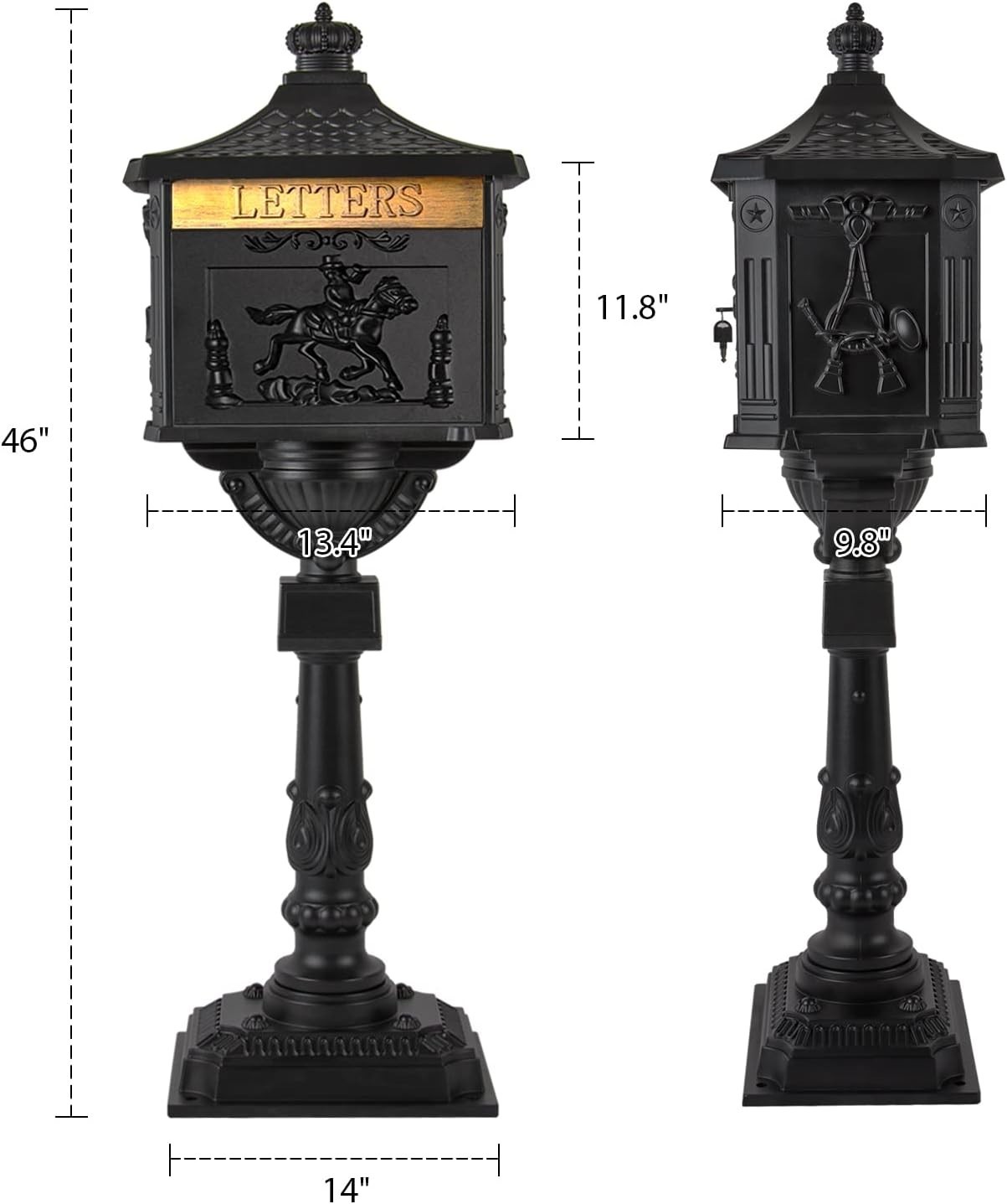 Mailbox Cast Aluminum Black Mail Box Postal Box Security Heavy Duty.. gallery