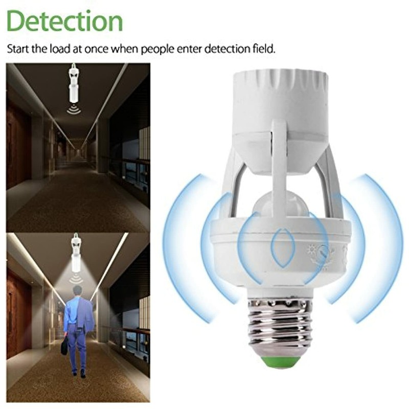 Screw-In Motion Activated Sensor Light Bulb Control Socket Adapter Dusk to Dawn gallery