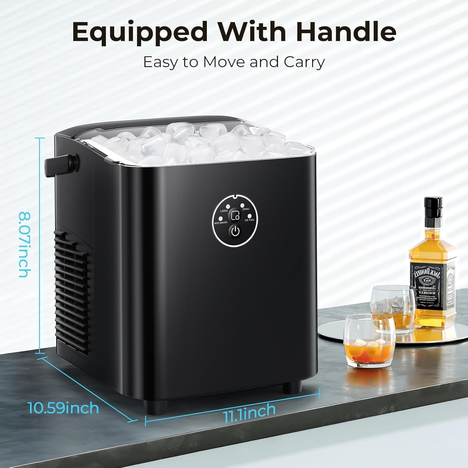 Countertop Ice Maker with Handle, 8 Bullet Ice Ready in 6 Mins, Self-Cleaning gallery